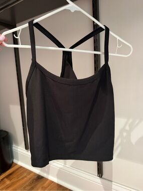 aerie Black Spaghetti-Strap Crop Camisole with Cross Back